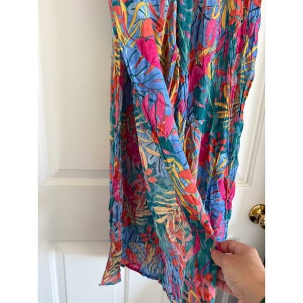 142. Kona Sol Wide leg pants Tropical Print Smocked waist XL - Picture 4 of 4